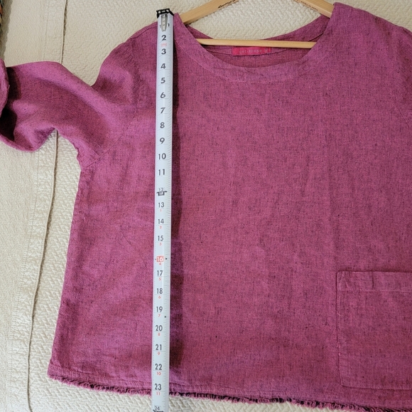 Cut Loose Linen Cotton Blend Top with Pocket Fringe Hem Size XL - Picture 16 of 16